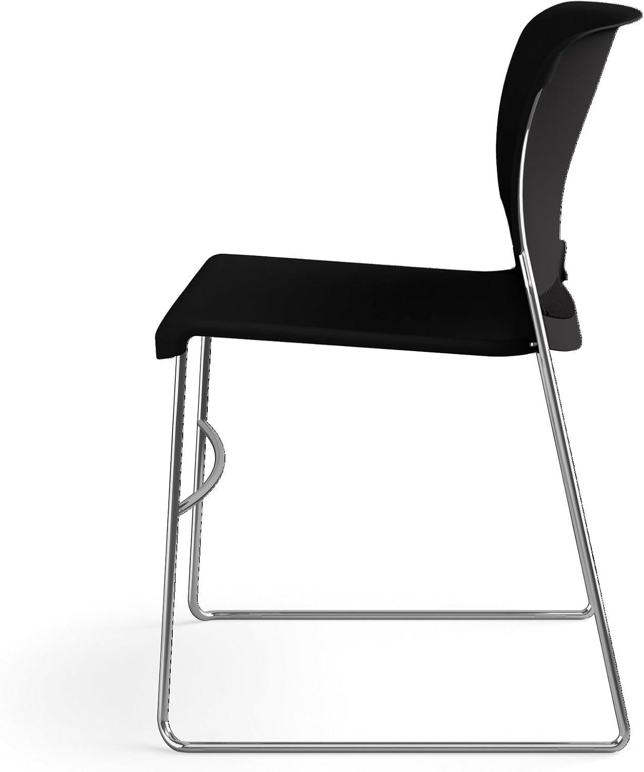 Onyx Armless Metal Stacking Chair with Lumbar Support