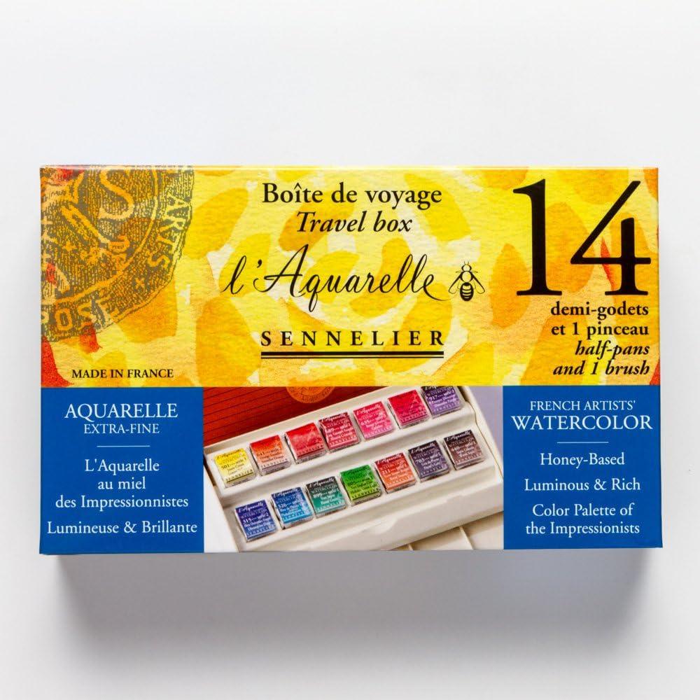 Sennelier Artists Watercolor  Travel Set of 14 Half Pans