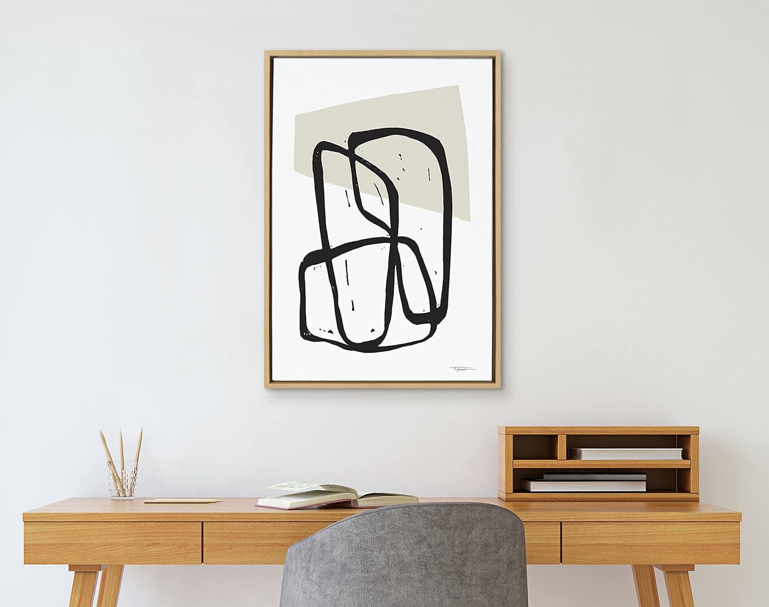 23" x 33" Sylvie Entangled Neutral Framed Wall Canvas by Statement Goods - Kate & Laurel All Things Decor