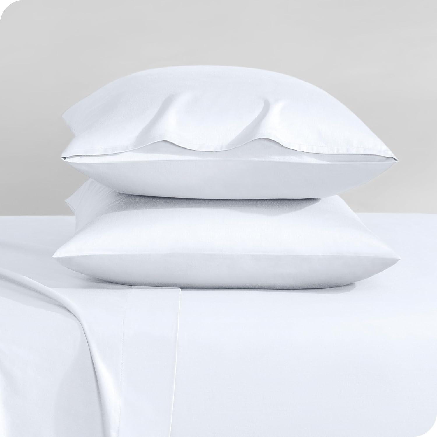 White Organic Cotton Sateen Standard Pillowcase Set