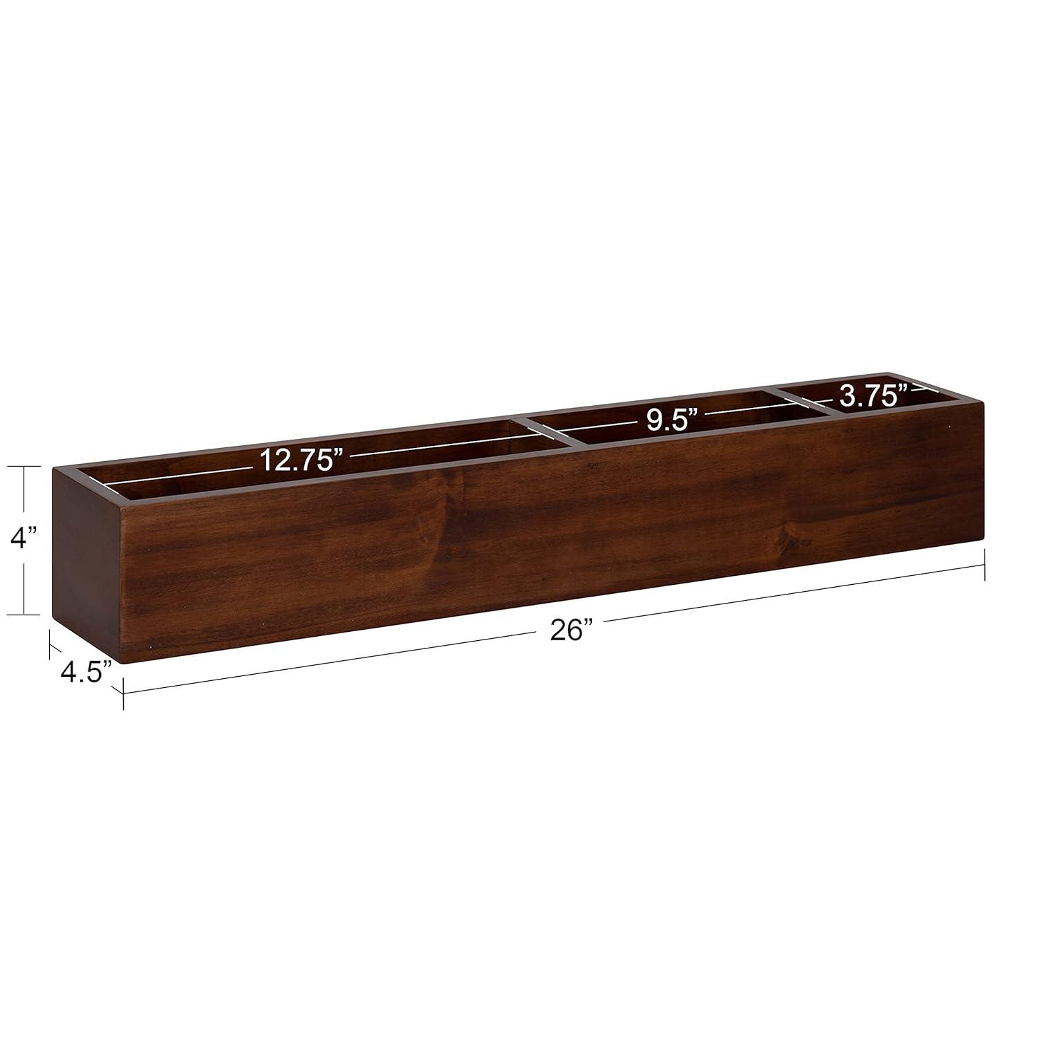 26" x 4" Hutton Wall Pocket Shelf Walnut Brown - Kate & Laurel All Things Decor: Wood Message Center, Corkboard, Office Organizer