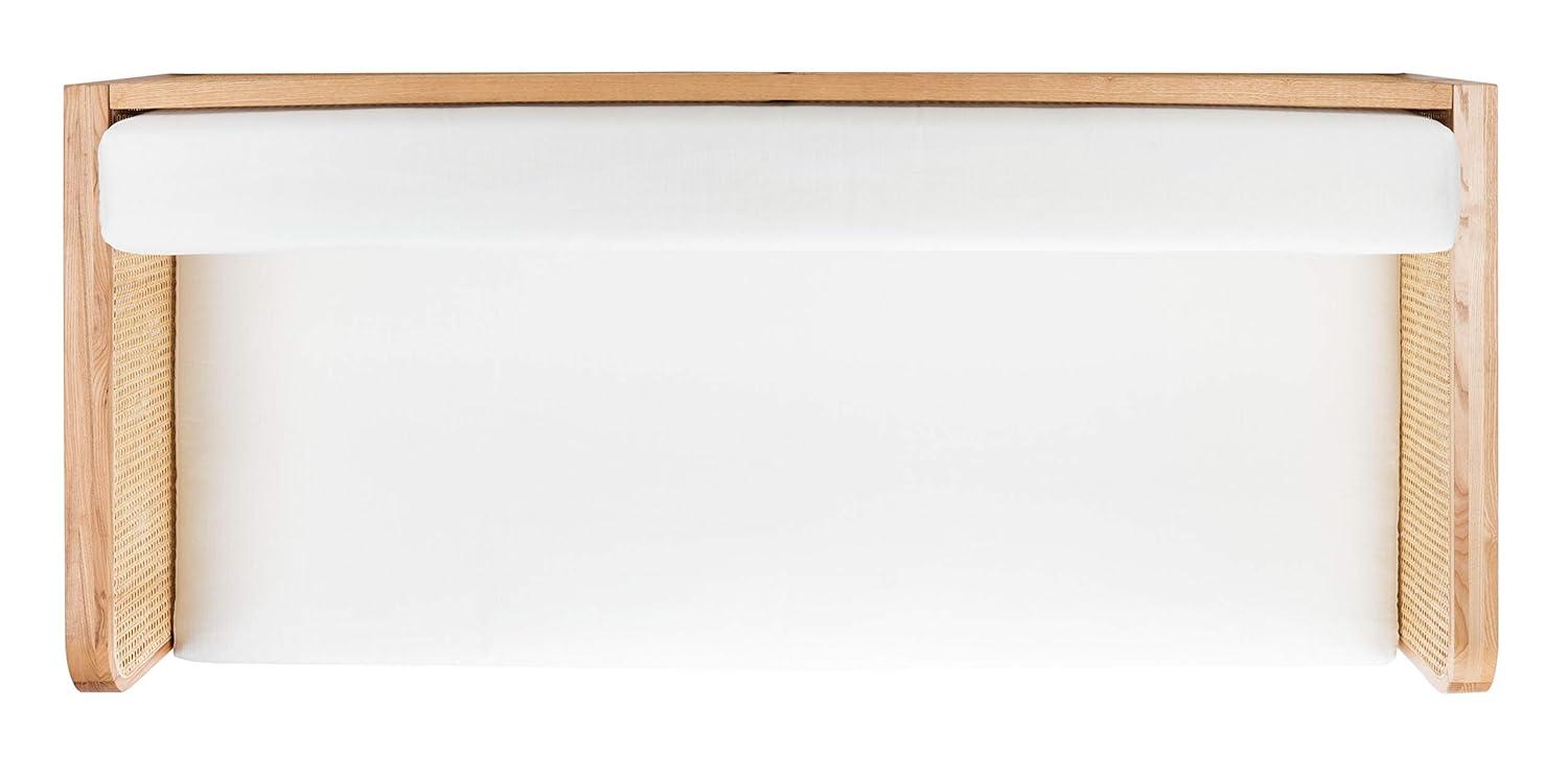 Helena Ivory Linen and Natural Ash Wood Twin Daybed with Drawer