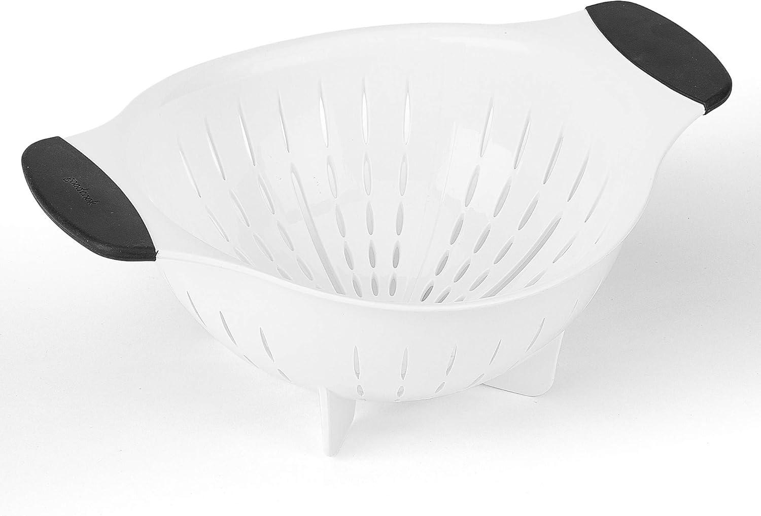 White Plastic Colander with No-Slip Handles