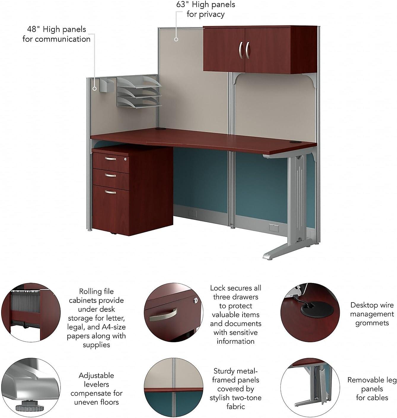 Bush Business Furniture Office In An Hour Rectangle 1 Person Cubicle with Cable Management