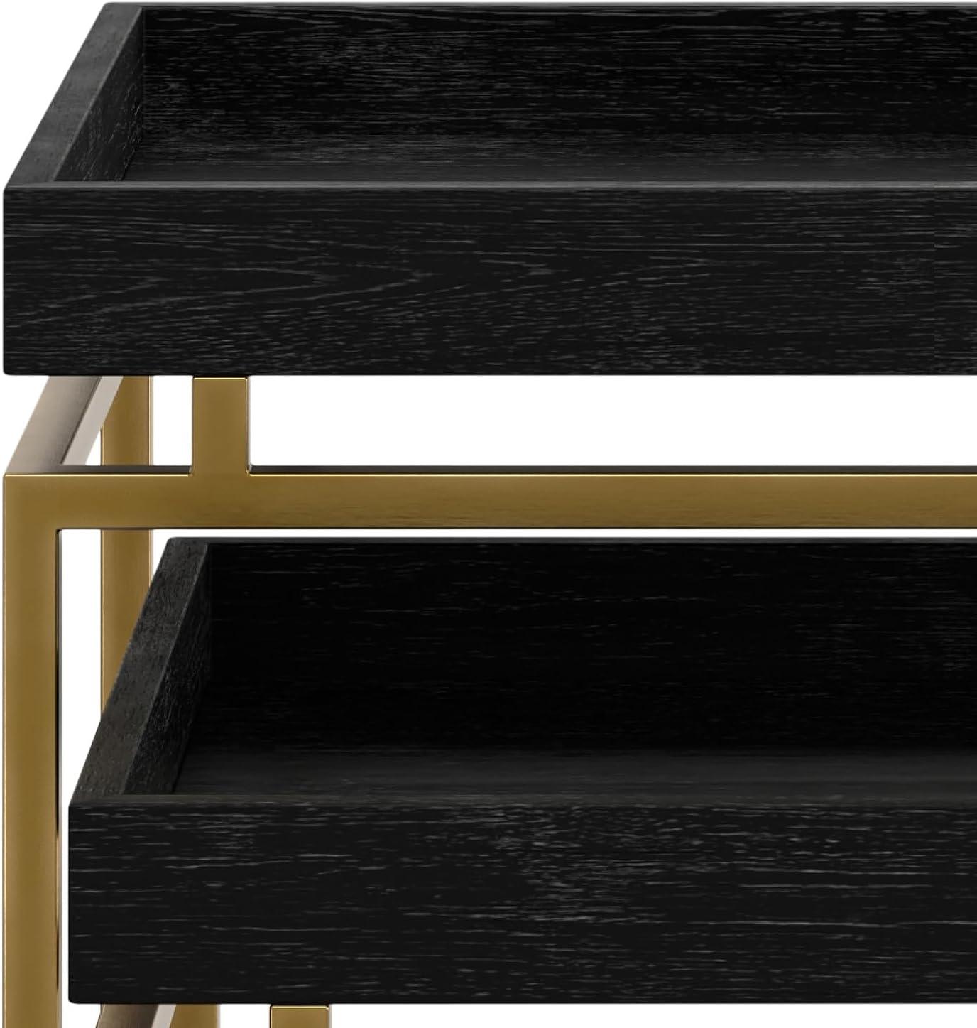 Macy Black and Gold Wood Metal Nesting End Tables, 20 Inch