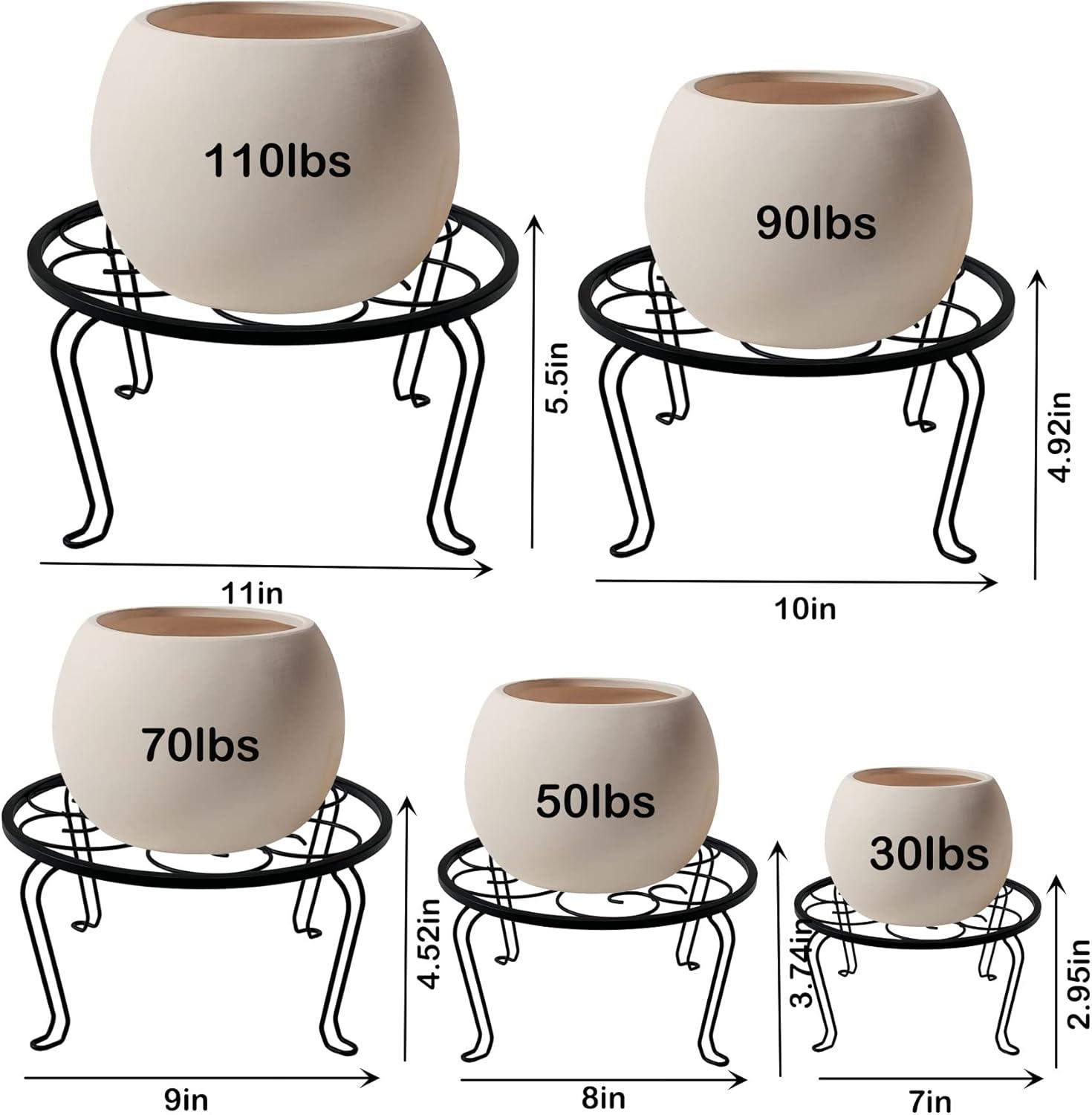 Black Iron 5-Pack Round Plant Stands