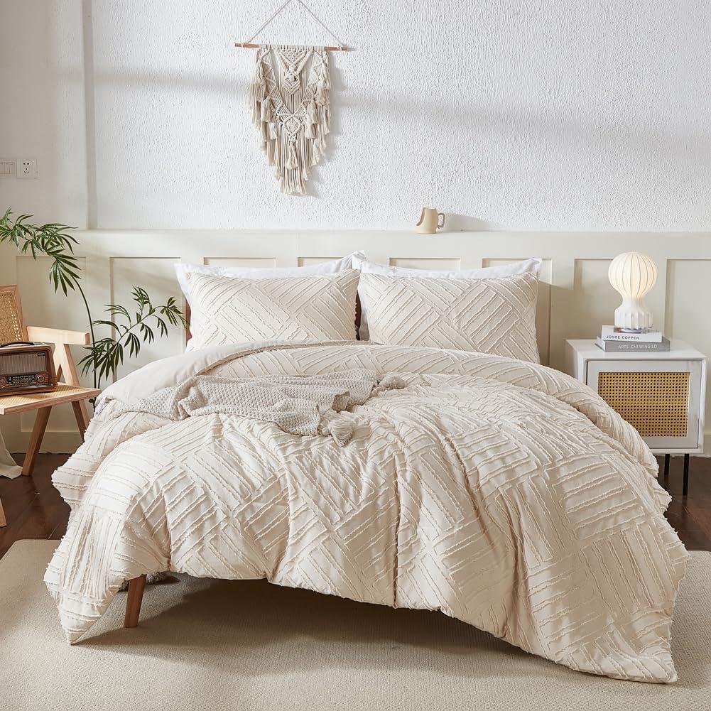 Beige Queen Reversible Microfiber Down Alternative Comforter Set