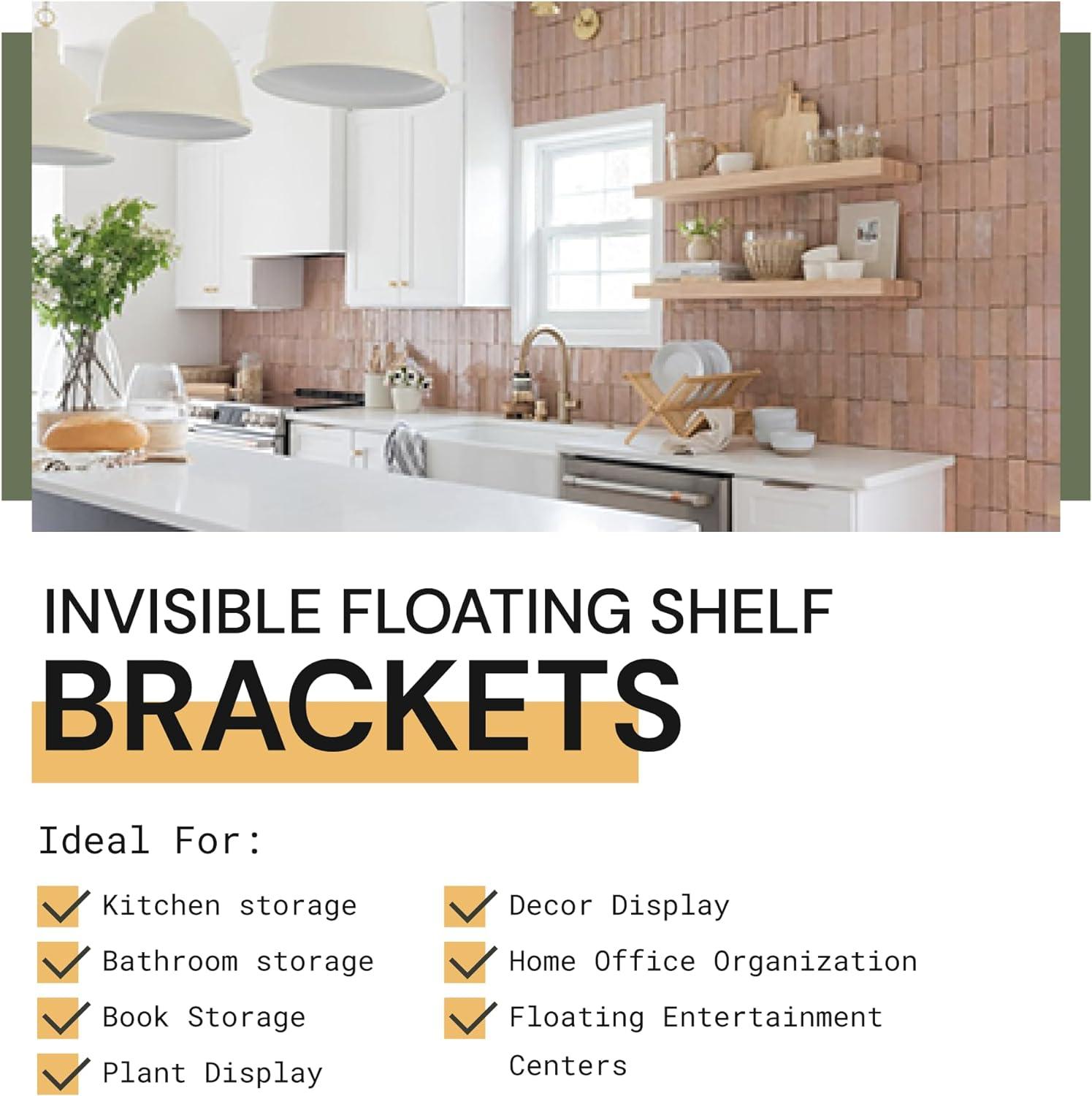 Heavy Duty Industrial Steel Floating Shelf Bracket Pair