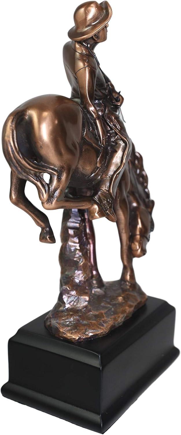 Bronze Electroplated Cowboy on Bucking Horse Figurine