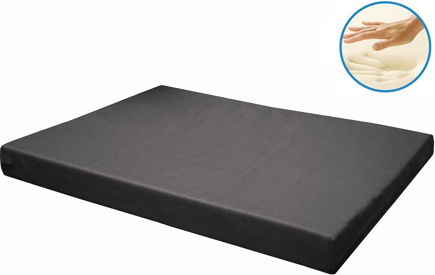 Dogbed4less Memory Foam Platform 24"x16"x3" Dog Bed, Crate Mattress with Space Gray Waterproof Removable Cover