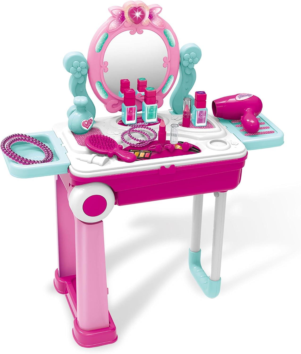 Kid's Pink Portable Vanity Set with Accessories