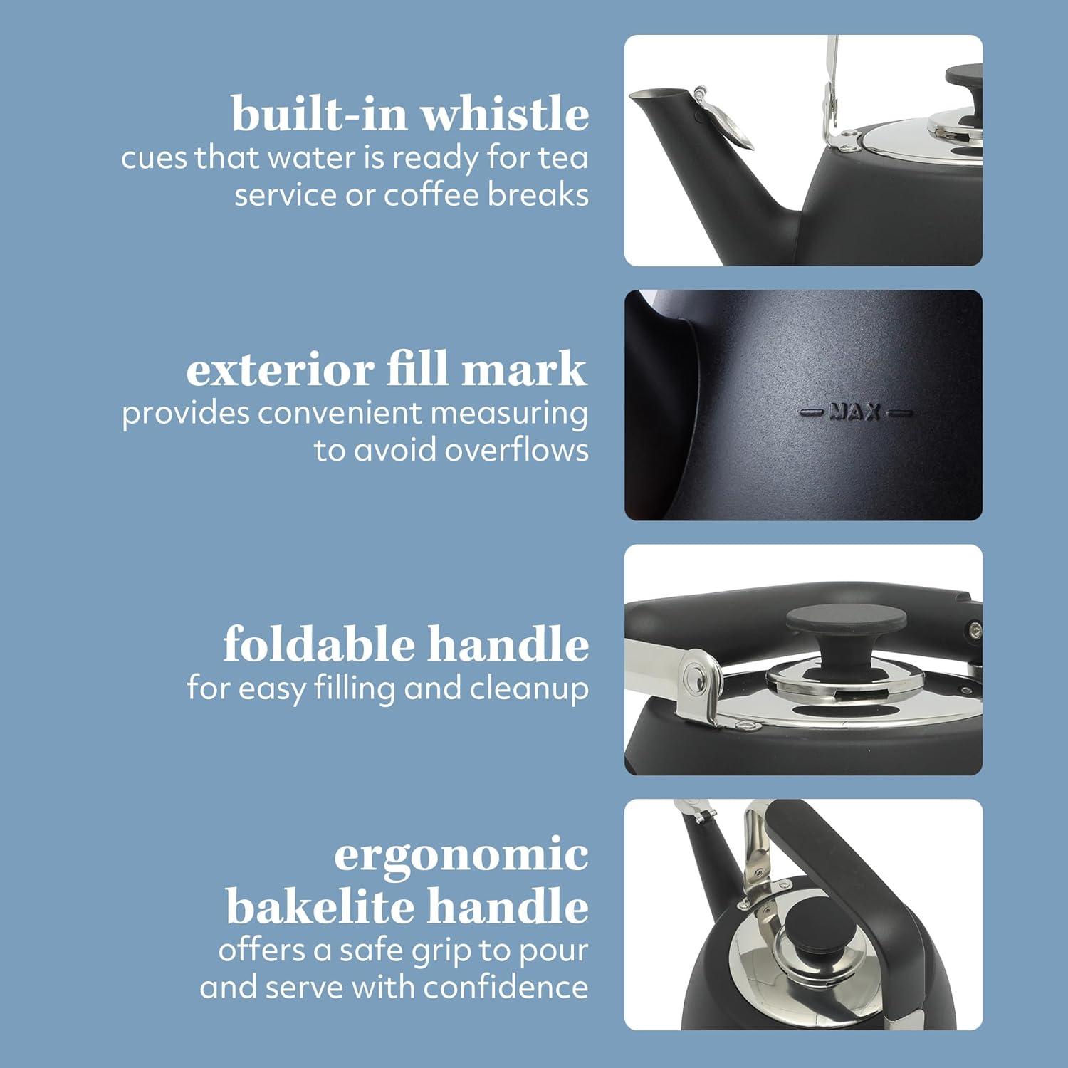 Sur La Table Kitchen Essentials Sur La Table Kitchen Essential Large 2 QT Heavy Gauge Stainless Steel Whistling Tea Kettle