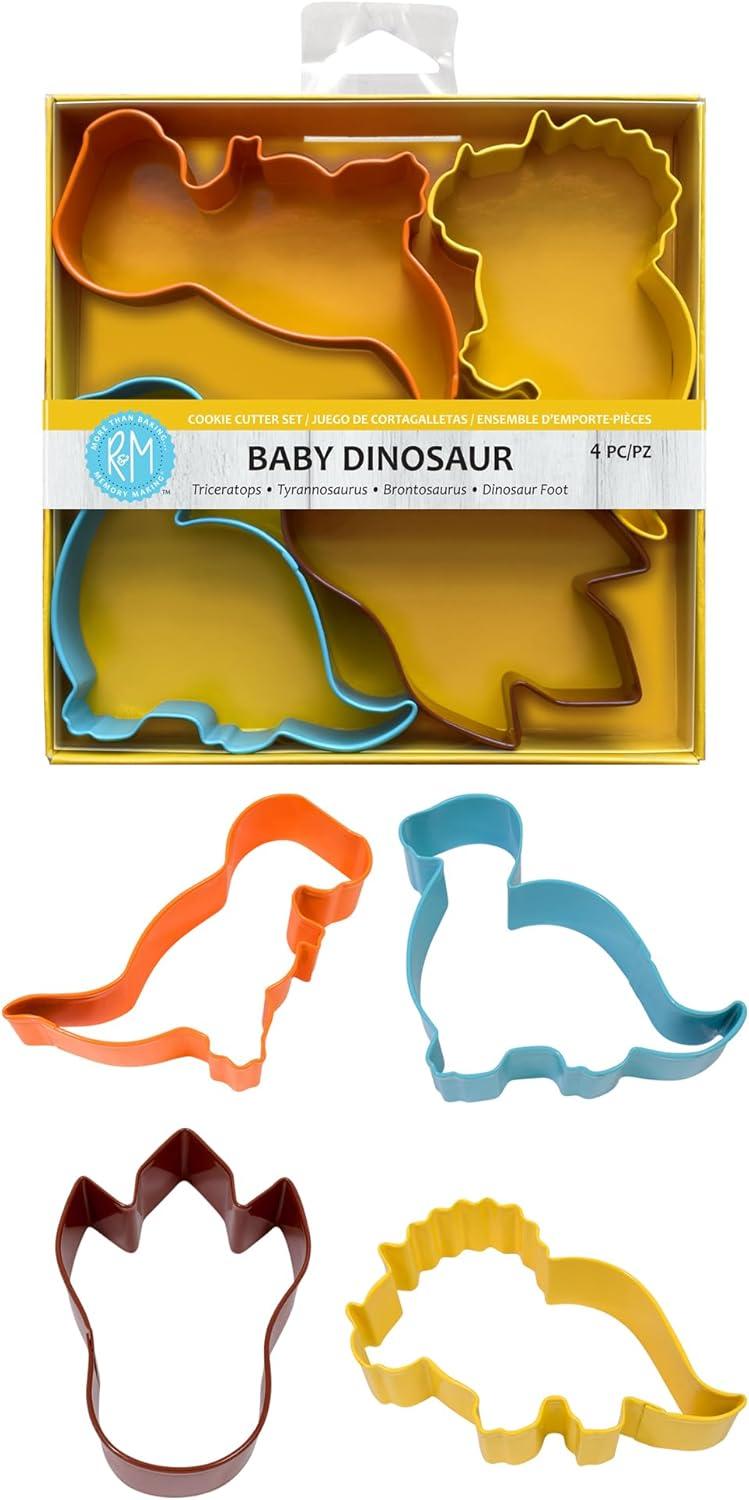 Colorful Baby Dinosaur Metal Cookie Cutter Set, 4 Pieces