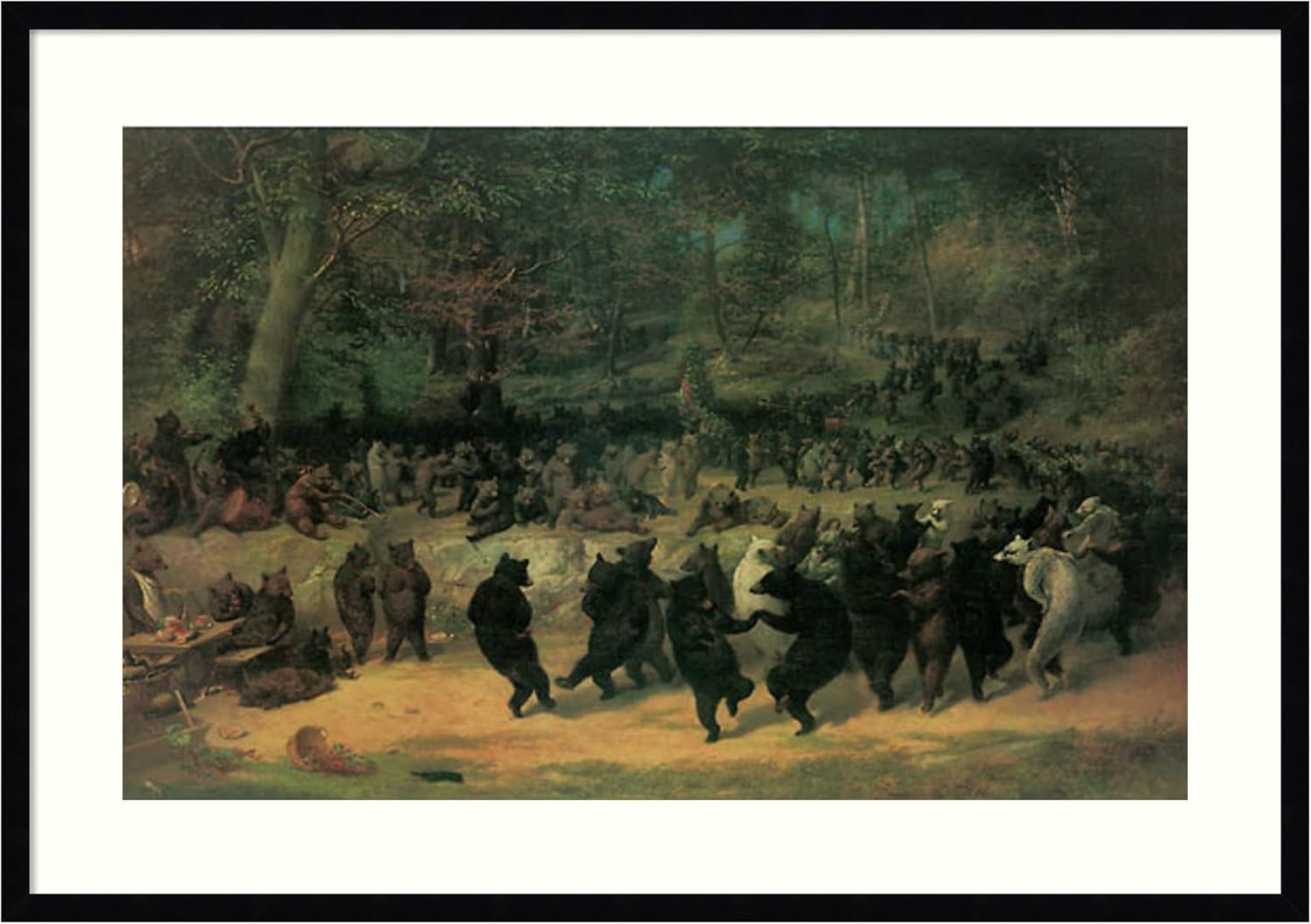 The Bear Dance Traditional Black Wood Framed Print