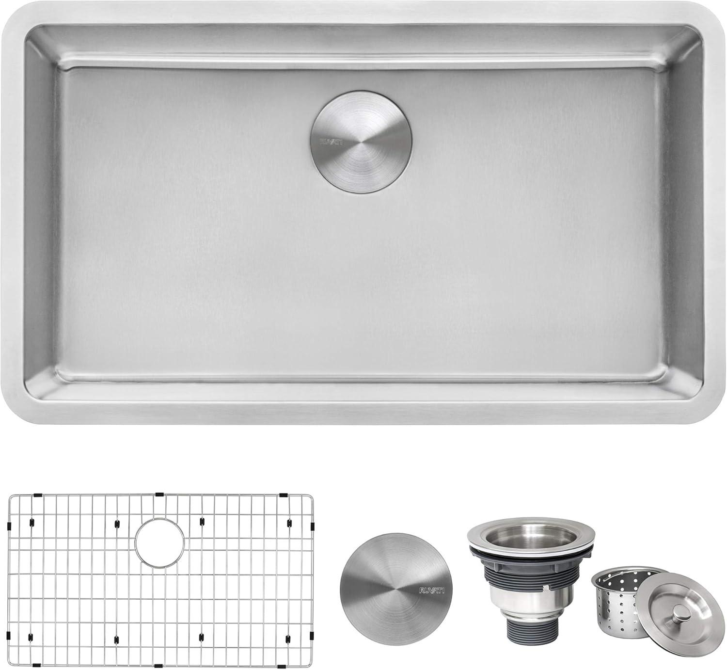 Ruvati 35" Stainless Steel Drop-In Single Bowl Kitchen Sink