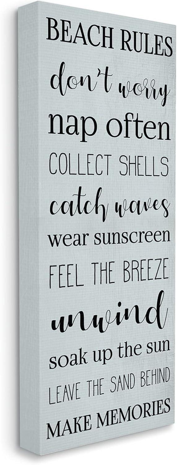 Stupell Industries " Beach Rules Sign Coastal Relaxation List Blue " by Daphne Polselli