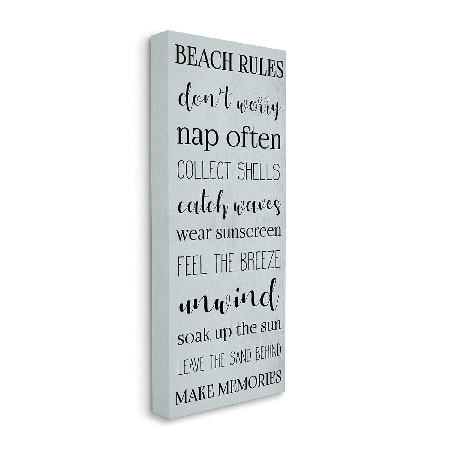 Stupell Industries " Beach Rules Sign Coastal Relaxation List Blue " by Daphne Polselli