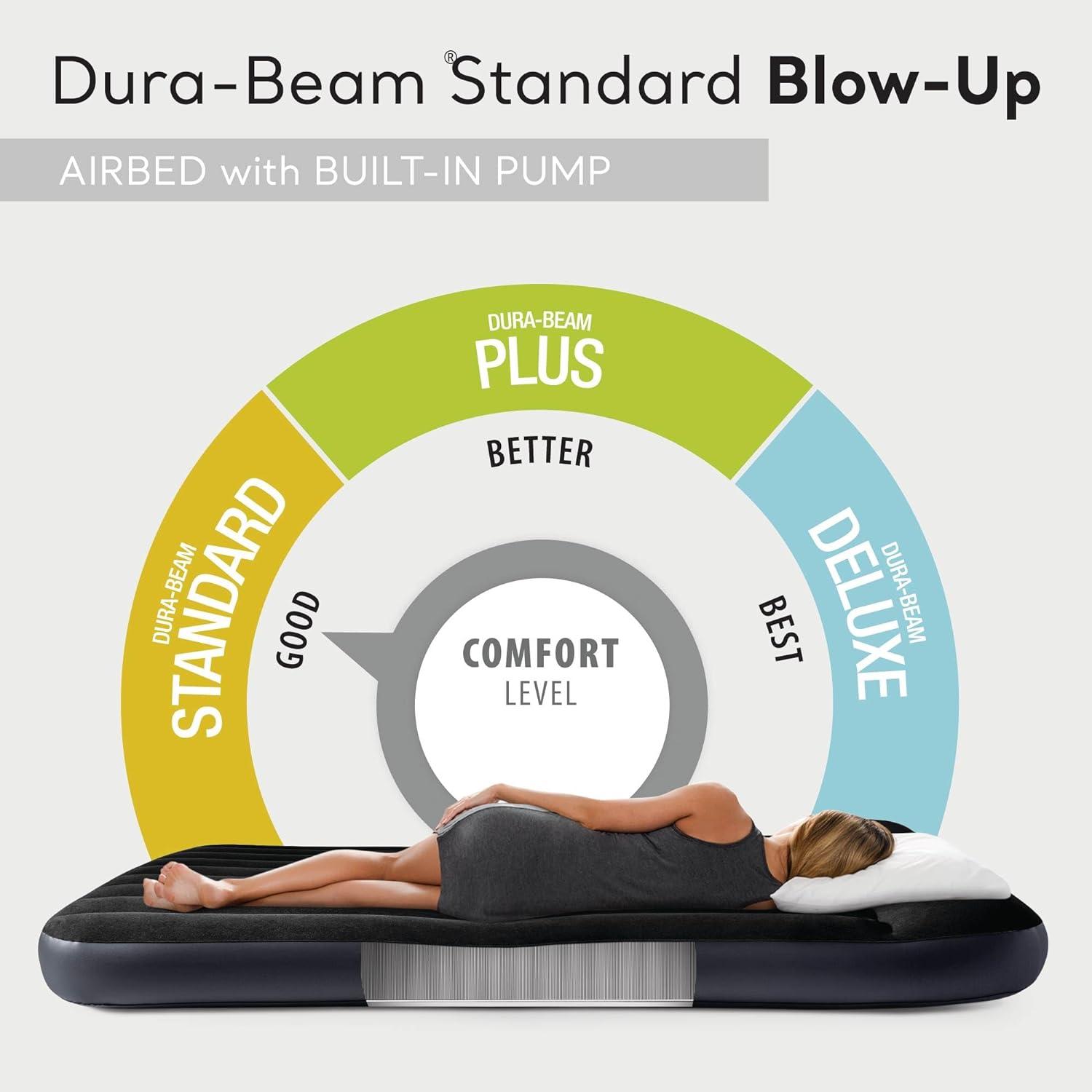 Intex Dura Pillow Rest Classic Blow Up Mattress Air Bed with Built In Pump