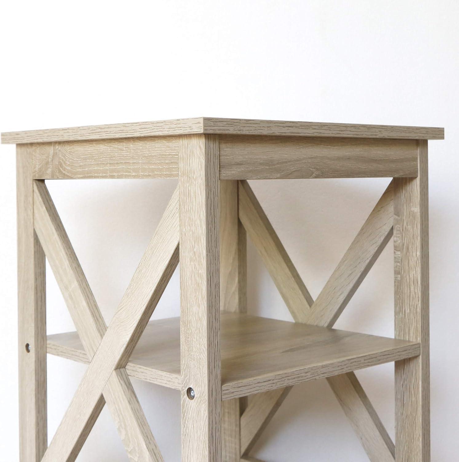 White Oak 3-Tier Modern Farmhouse Wood Side Table