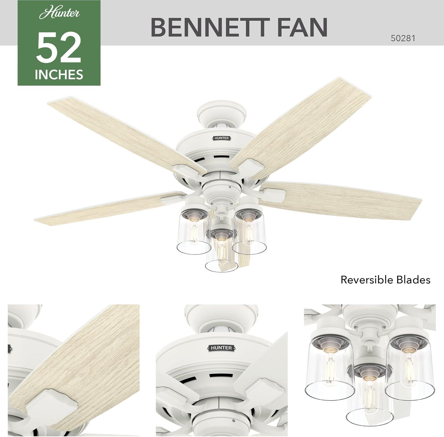 Bennett 52" 5 - Blade Standard Ceiling Fan With Lights