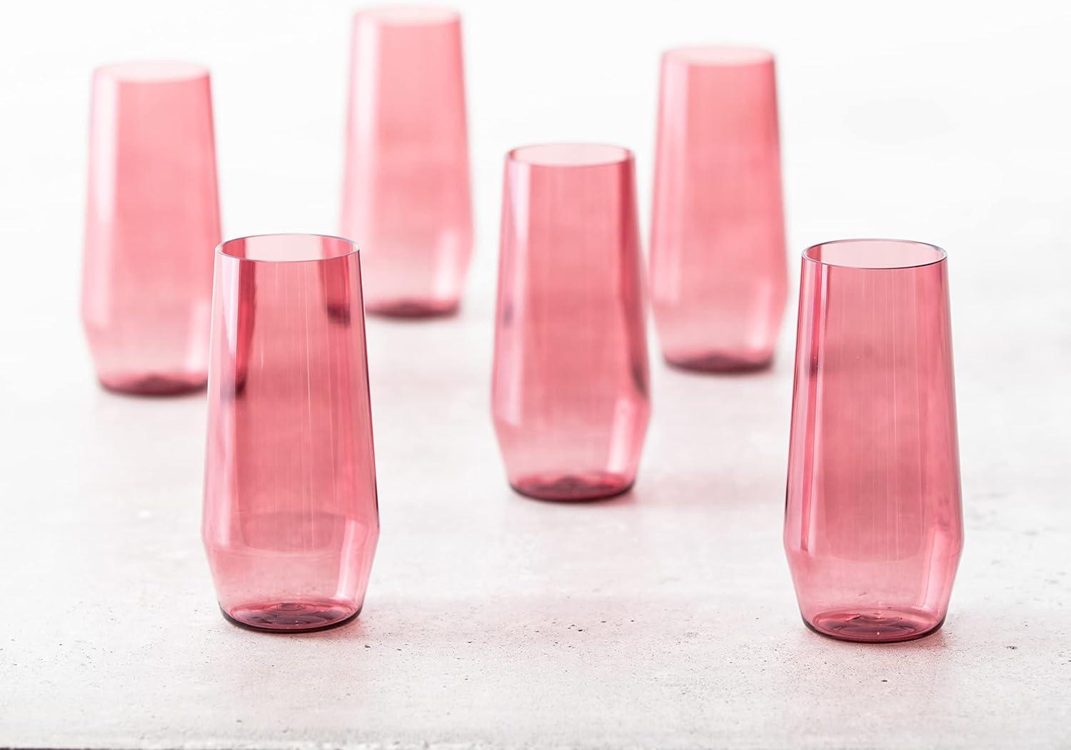 Fortessa Sole Outdoor Shatter Resistant BPA Free Premium Copolyester Plastic Drinkware 6 Pack, Terra Cotta Orange, Stemless Wine Glass (Set of 6)