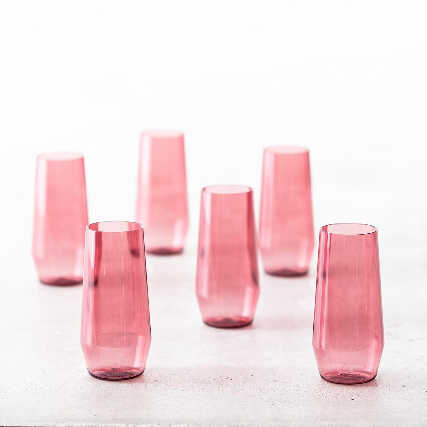 Fortessa Sole Outdoor Shatter Resistant BPA Free Premium Copolyester Plastic Drinkware 6 Pack, Terra Cotta Orange, Stemless Wine Glass (Set of 6)