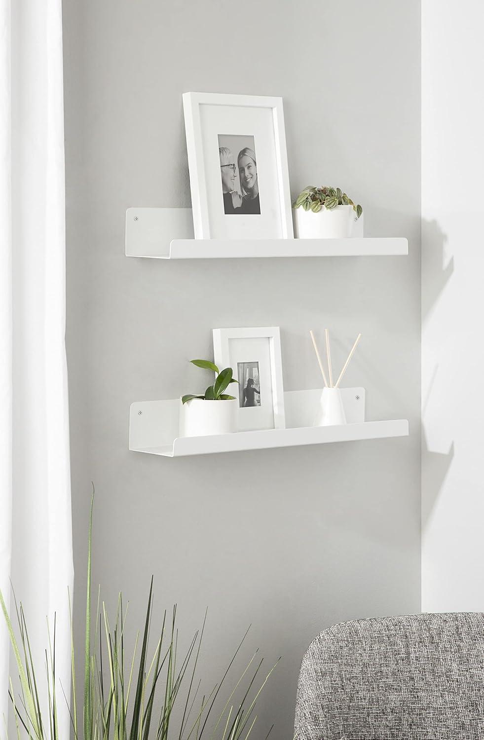 24" x 3" Mezzo Modern Metal Ledge Shelf Set White - Kate & Laurel All Things Decor