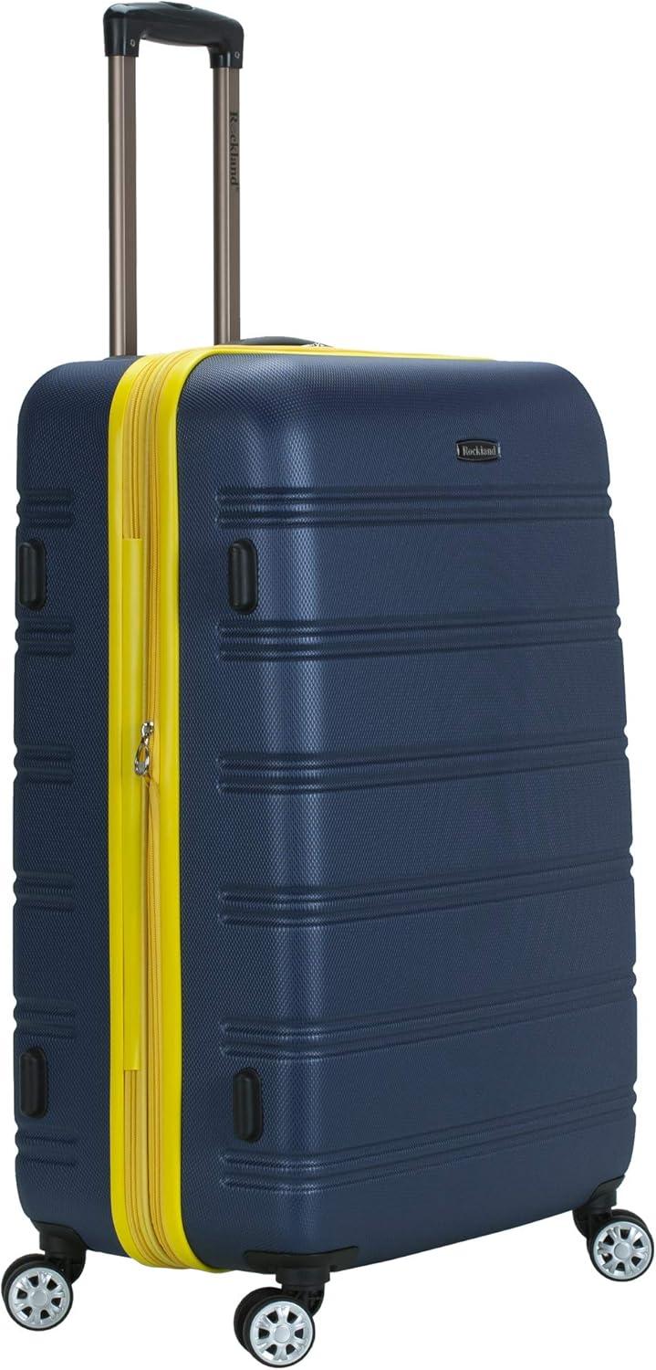 Rockland Melbourne Hardside Expandable Luggage with Spinner Wheels Navy Checked Large 28"