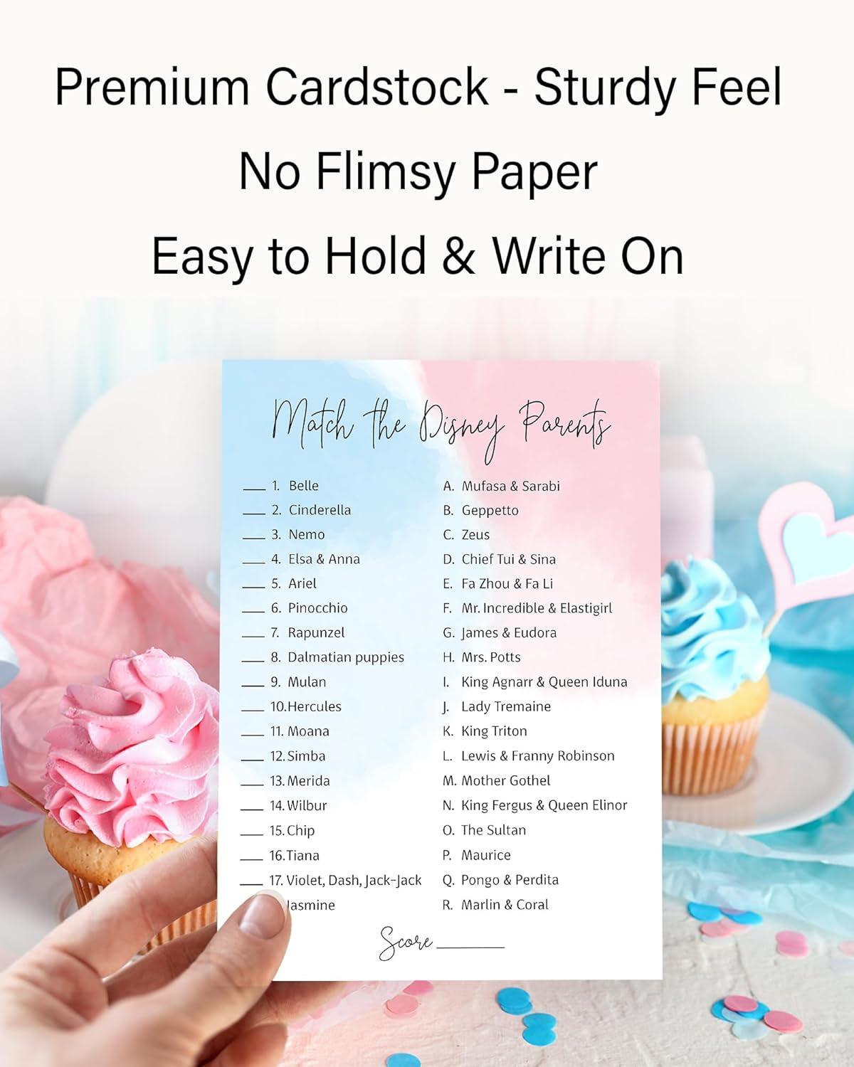 GENDER NEUTRAL Baby Shower Game — DISNEY PARENT MATCH Game — Pack of 25 — PURPLE Elephant Baby Shower Game, Match Famous Disney Parents Fun Shower Activity, Disney Star Kids Match Game, SKU G752-DPM