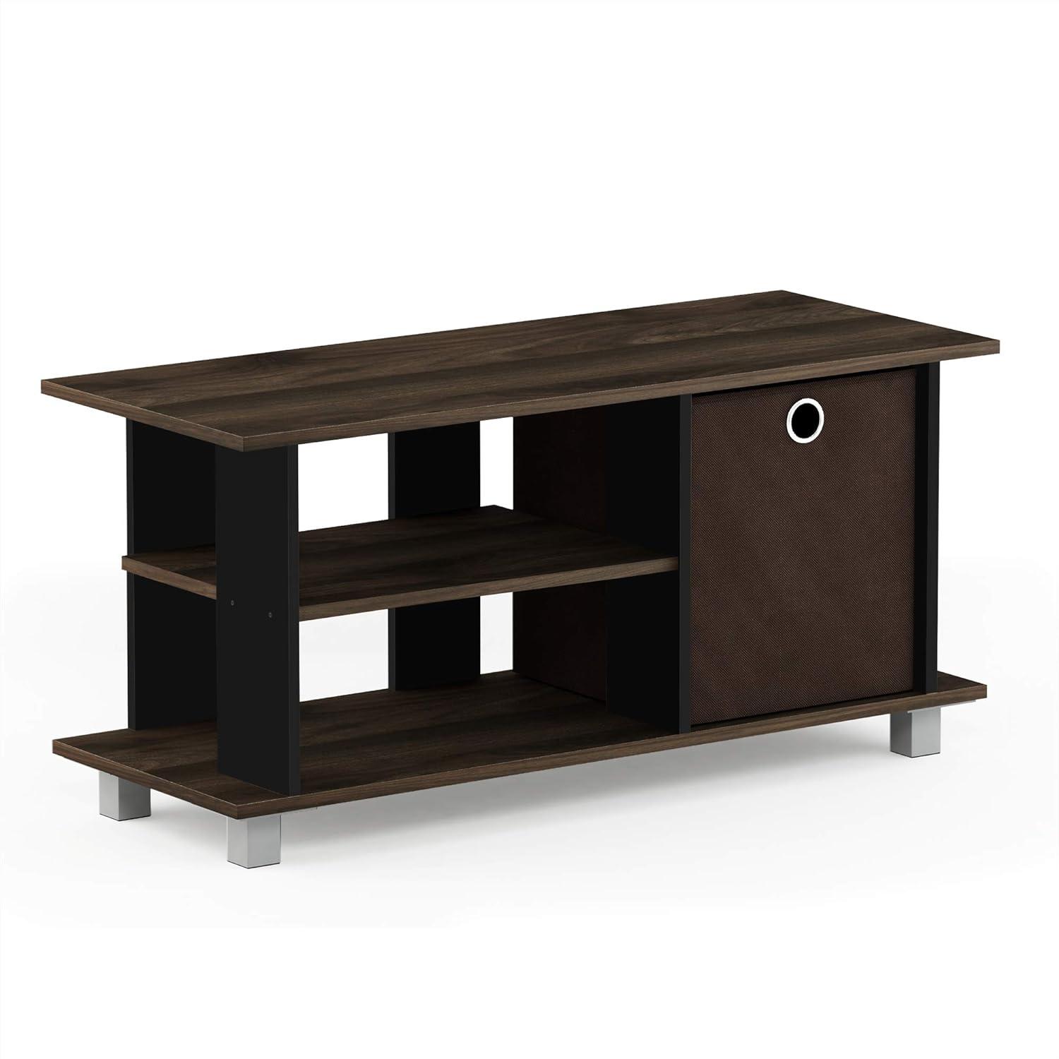 Columbia Walnut and Dark Brown MDF TV Stand with Storage Bin