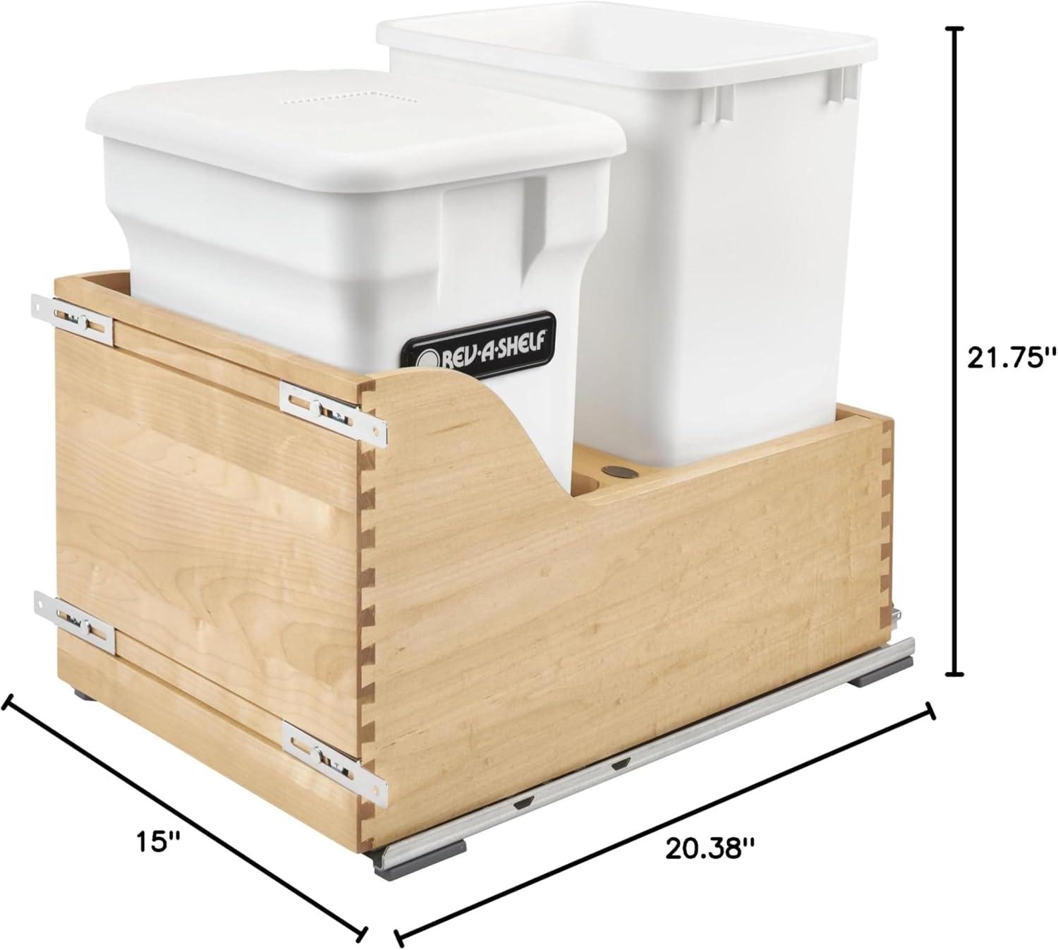 Maple and White Pull-Out Trash and Compost Bin