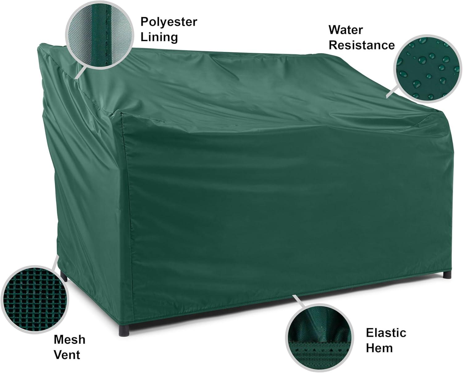Covermates Outdoor Patio Bench Cover - Light Weight Material, Weather Resistant, Elastic Hem, Seating and Chair Covers, 48W x 26D x 34H, Green