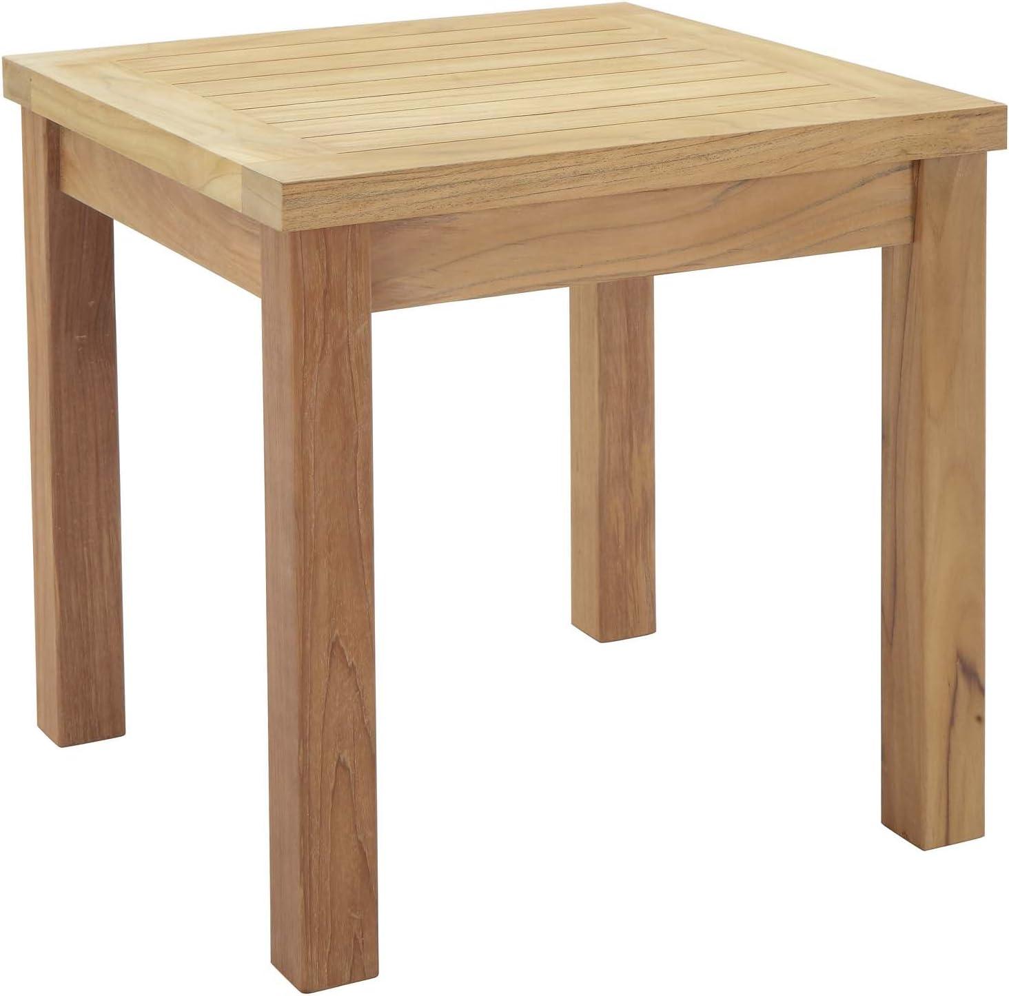 Modway Marina Modern Wood Patio Teak Side Table in Natural Finish