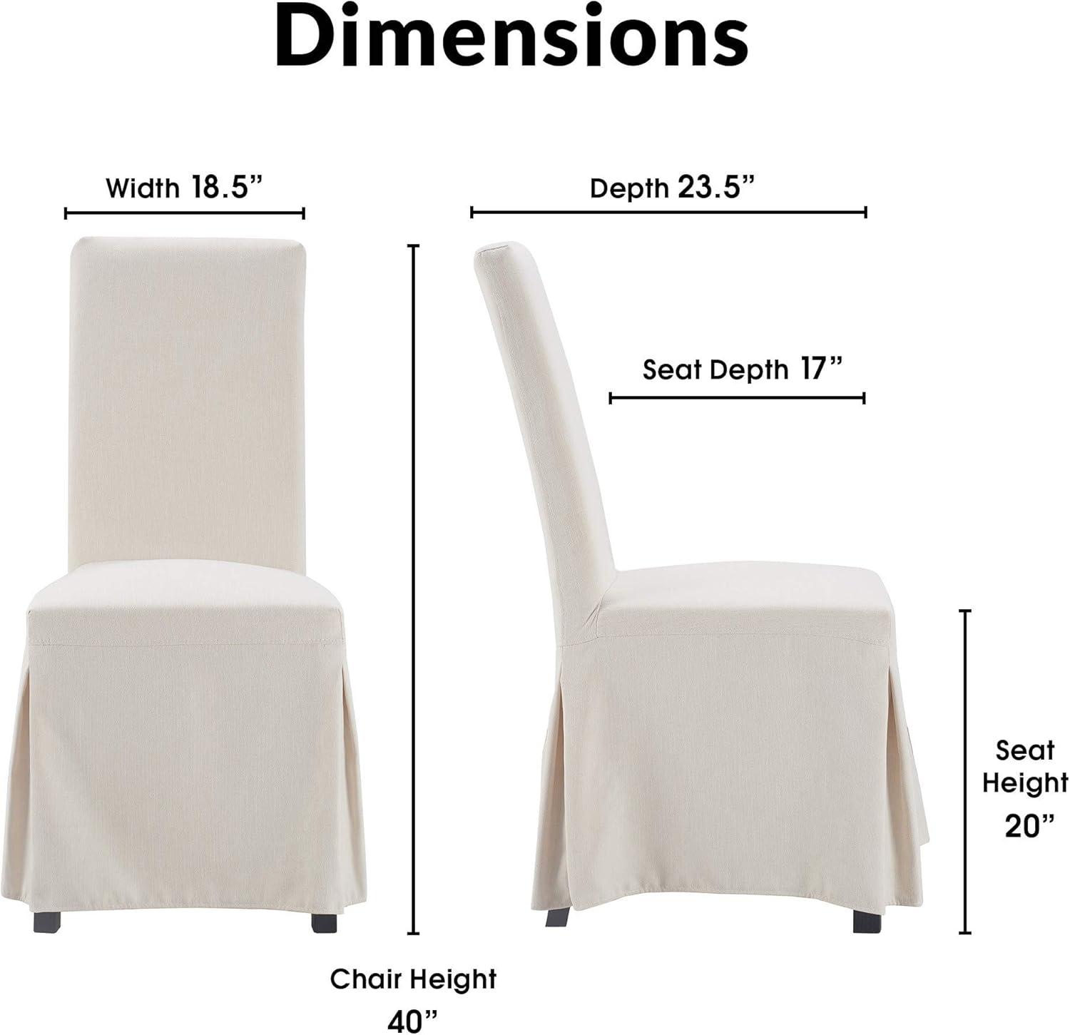 Elegant Ivory Linen Upholstered Parsons Side Chair Set of 2