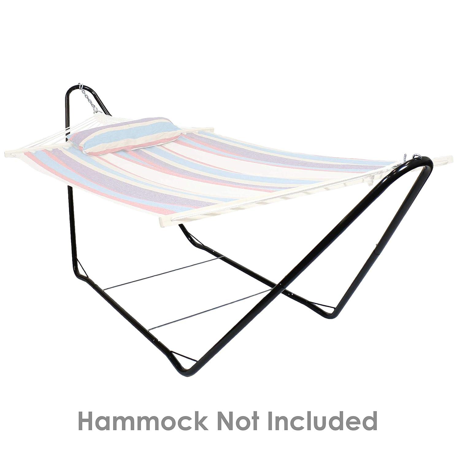 Sunnydaze Portable Heavy-Duty Steel Hammock Stand Only for Camping and Spreader Bar Styles - 330 lb Capacity/10' Stand - Black