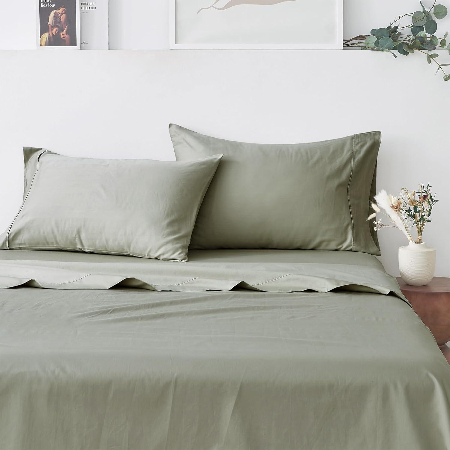 Sage Green Organic Cotton King Size Sheet Set