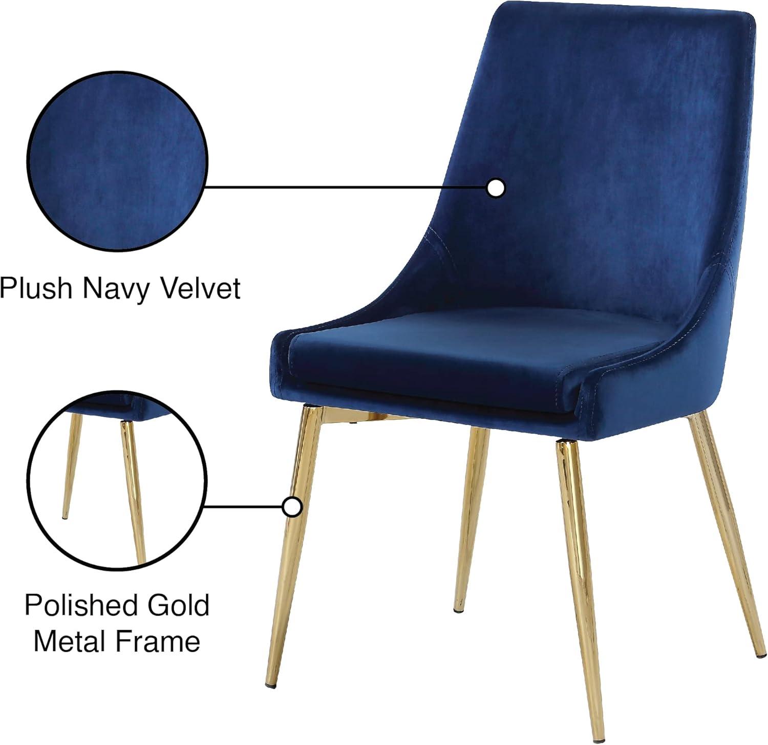 Karina Navy Velvet Dining Chair, Set of 2-Color:Navy Velvet,Finish:Gold,Style:Contemporary