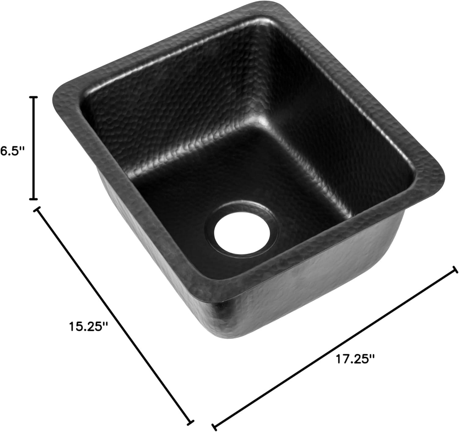 Matte Black Hand Hammered Solid Surface Rectangular Bar Sink