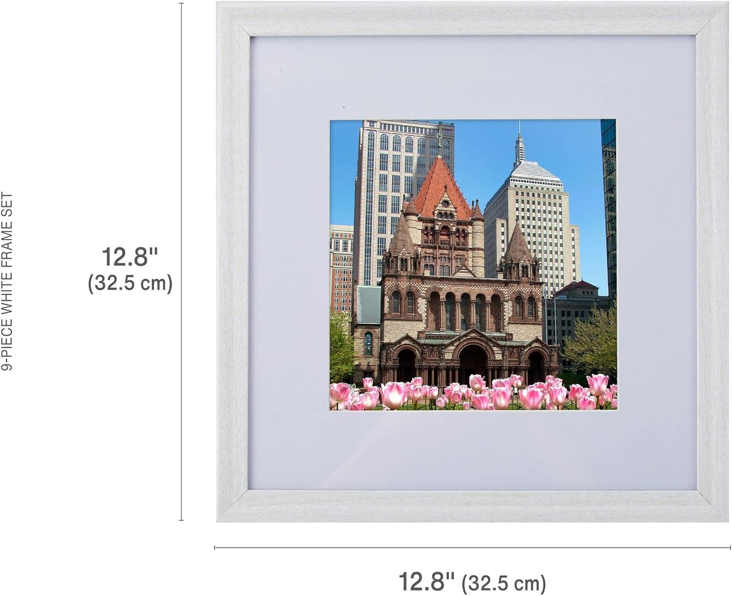 Melannco Melannco 9 Pieces 12.8 x 12.8 Inch Beige Wood Photo Frames to Hold 12x12 Photo Without Mat