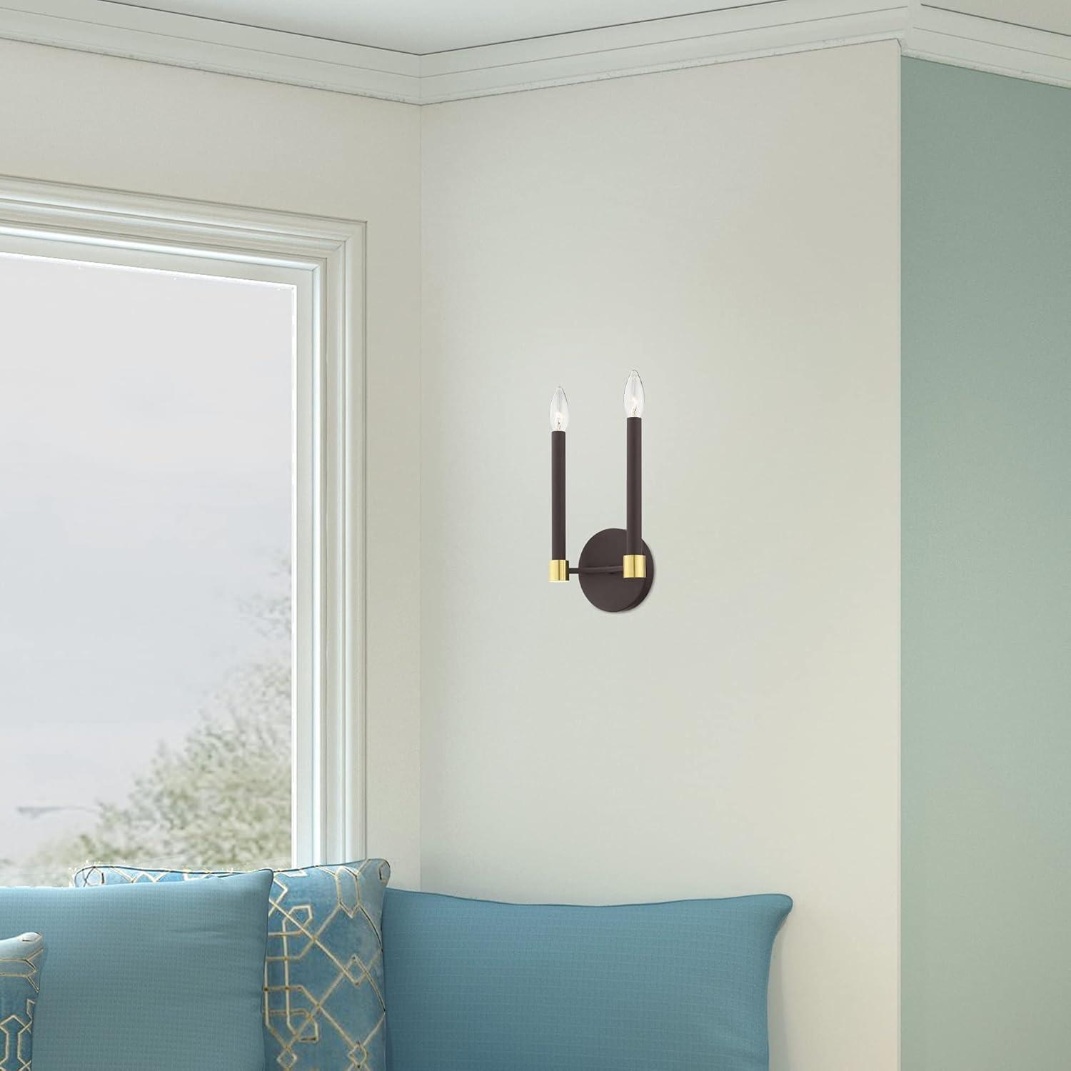 Livex Lighting Karlstad 2 - Light Wall Light in  Bronze/Satin Brass