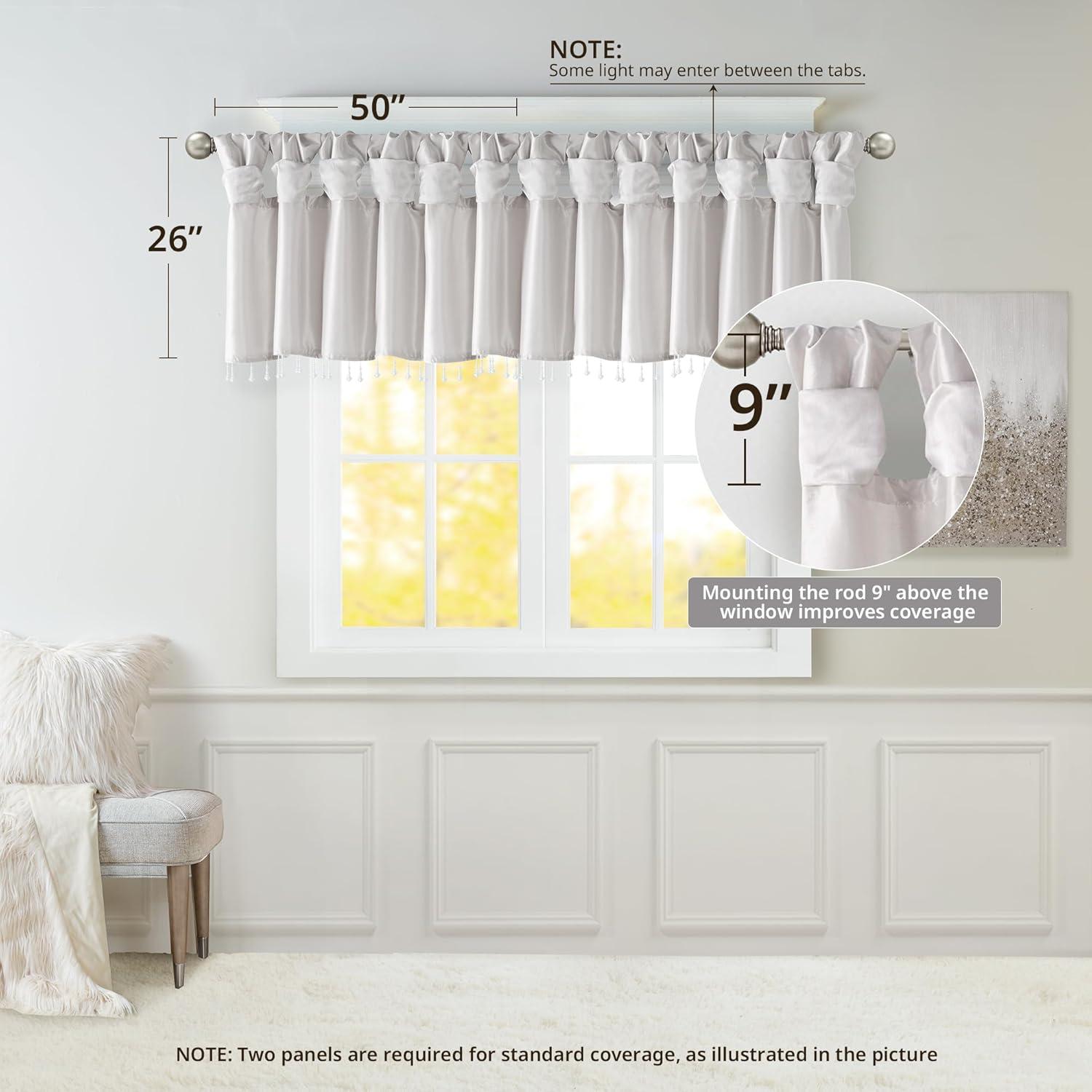 Madison Park Emilia Lightweight Faux Silk Single Valance with Beads