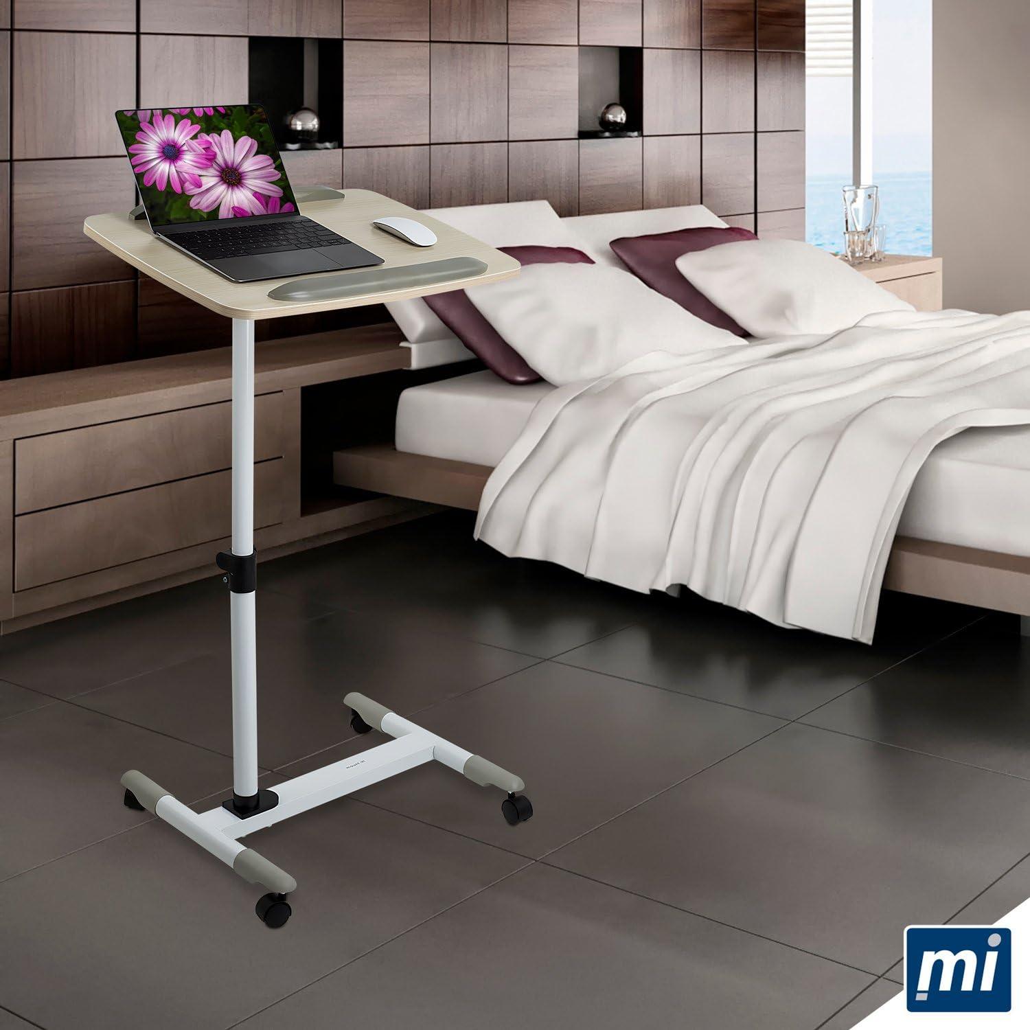 Adjustable Steel Mobile Laptop Desk with Lockable Wheels