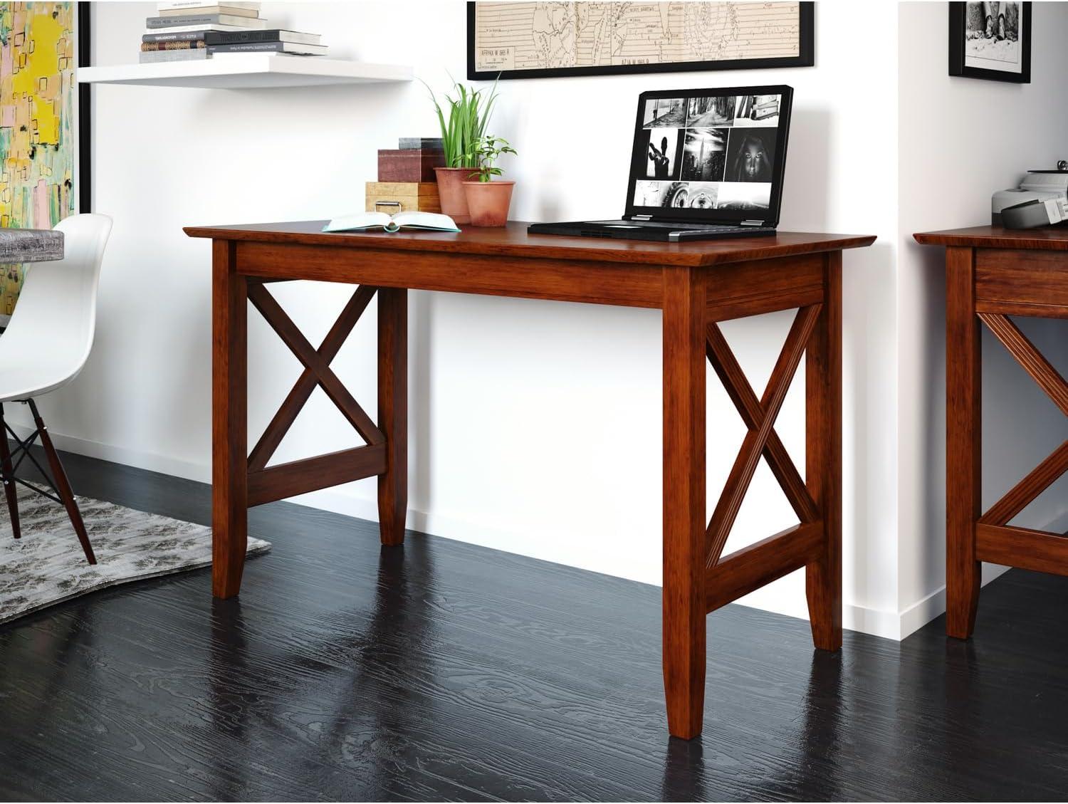 Mission-Inspired 48'' Walnut Wood Desk with Drawer and USB Port