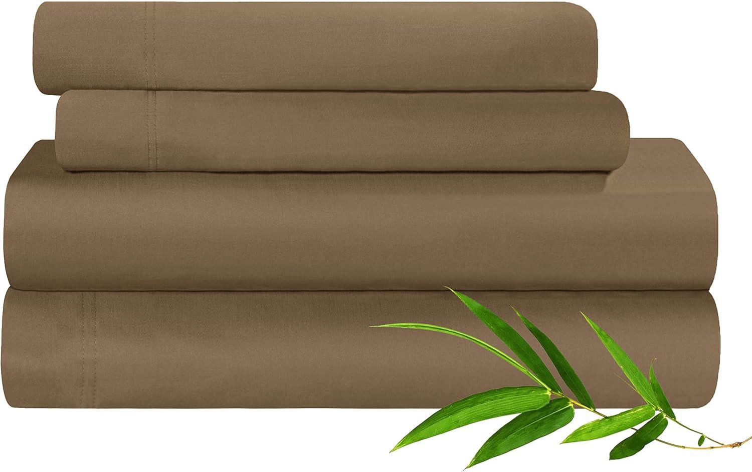 Taupe Twin Organic Bamboo Cotton Deep Pocket Sheet Set