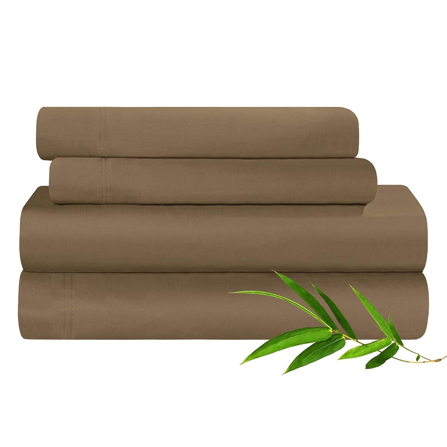 Taupe Twin Organic Bamboo Cotton Deep Pocket Sheet Set