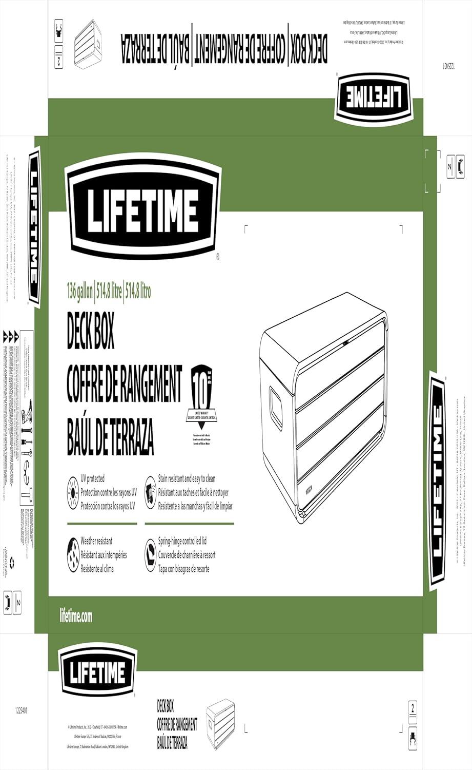 Lifetime Modern Outdoor Storage Deck Box (136 Gallon) - 60367