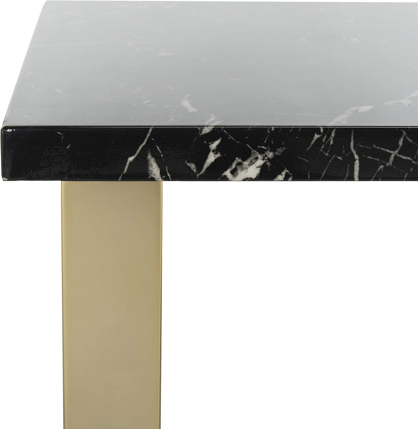 Carmen Black Marble and Brass Square Coffee Table