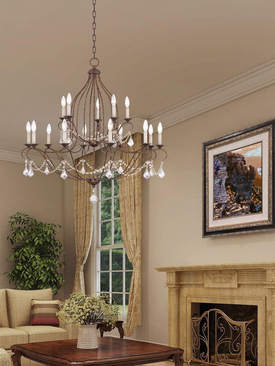 Chesterfield 15-Light Crystal Cascade Chandelier in Venetian Golden Bronze