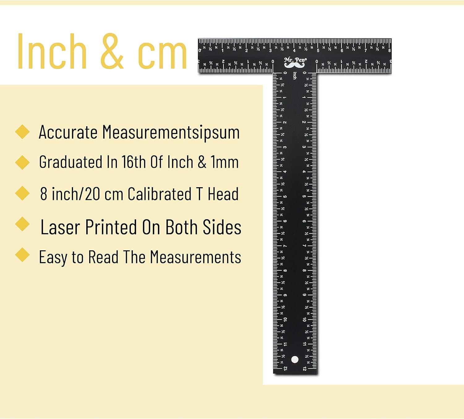 Mr. Pen - T Square, T Ruler, 12 inch Metal Ruler, T Square Ruler, Drafting Tools, Architect Ruler, Set Square, Drafting Ruler, Tsquare, Truler, Architectural Triangle, Tee Ruler, L Square, S