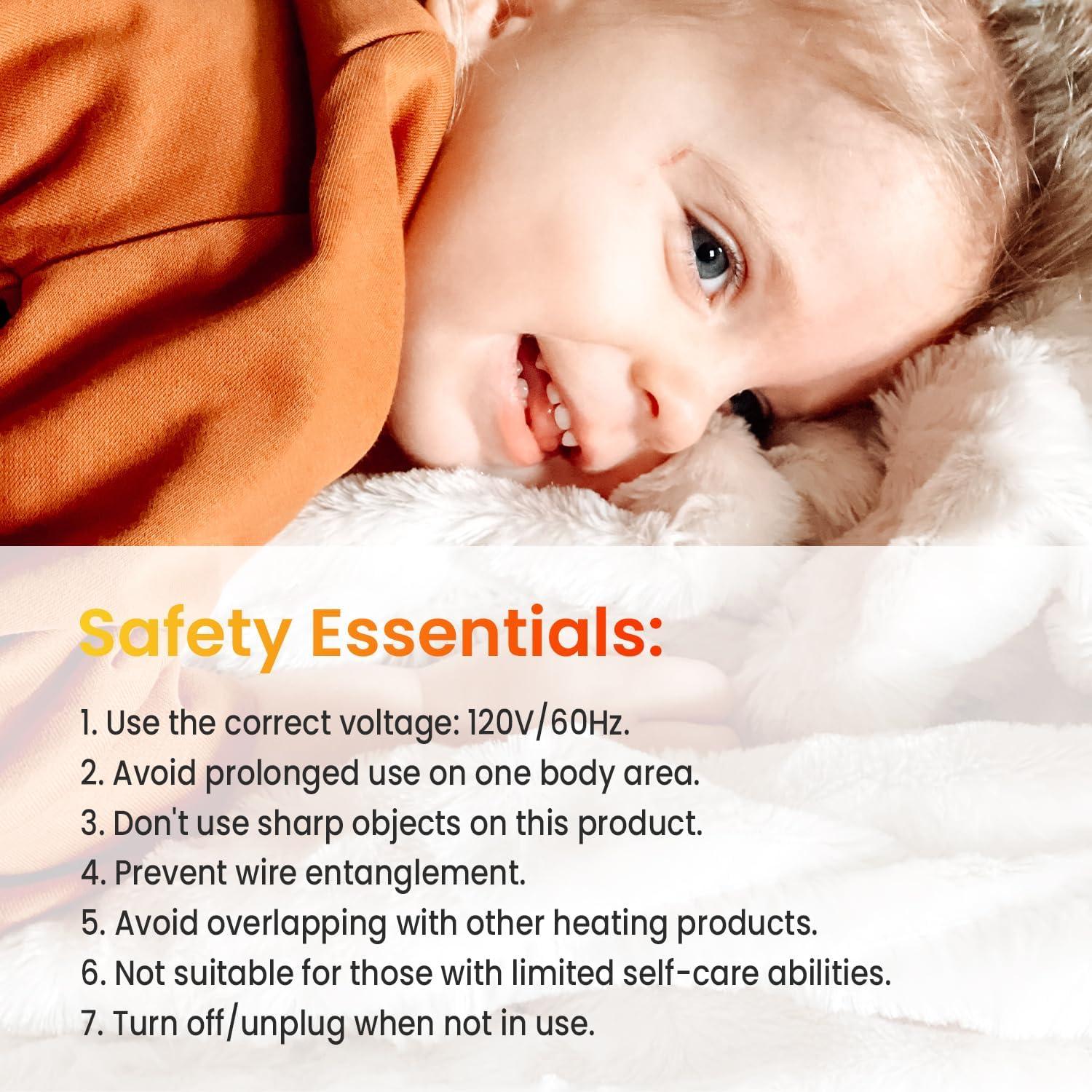 WOOMER Electric Heated Throw Blanket, Soft Faux Fur Fast Heating Blanket, 4 Heating Levels & 4 Hours Auto Off (50"x 60"), Machine Washable, Over-Heat Protection, ETL Certification